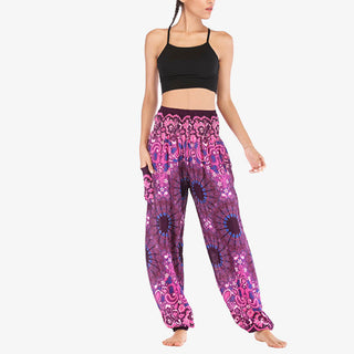 Buddha Gift Geometric Mandala Pattern Loose Harem Trousers High Waist Women's Yoga Pants