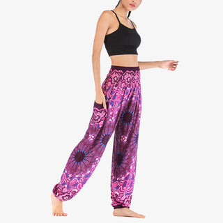 Buddha Gift Geometric Mandala Pattern Loose Harem Trousers High Waist Women's Yoga Pants