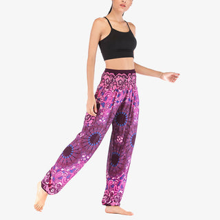 Buddha Gift Geometric Mandala Pattern Loose Harem Trousers High Waist Women's Yoga Pants