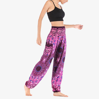 Buddha Gift Geometric Mandala Pattern Loose Harem Trousers High Waist Women's Yoga Pants