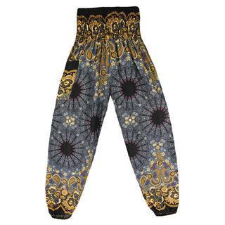 Buddha Gift Geometric Mandala Pattern Loose Harem Trousers High Waist Women's Yoga Pants
