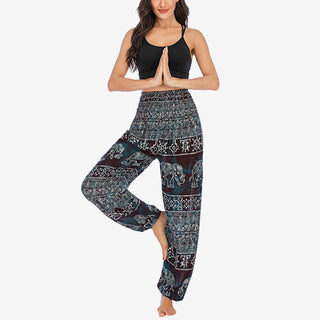 Buddha Gift Elephant Pattern Loose Casual Harem Trousers High Waist Women's Yoga Pants