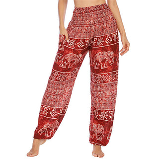 Buddha Gift Elephant Pattern Loose Casual Harem Trousers High Waist Women's Yoga Pants