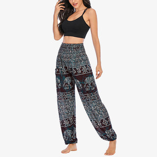 Buddha Gift Elephant Pattern Loose Casual Harem Trousers High Waist Women's Yoga Pants