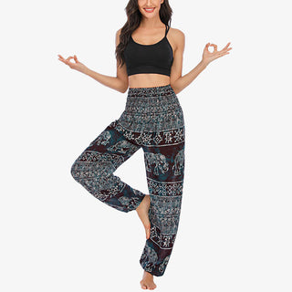 Buddha Gift Elephant Pattern Loose Casual Harem Trousers High Waist Women's Yoga Pants