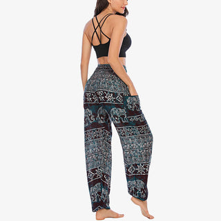 Buddha Gift Elephant Pattern Loose Casual Harem Trousers High Waist Women's Yoga Pants