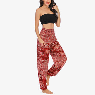 Buddha Gift Elephant Pattern Loose Casual Harem Trousers High Waist Women's Yoga Pants