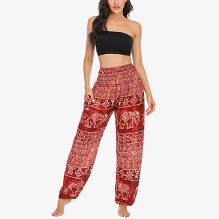 Buddha Gift Elephant Pattern Loose Casual Harem Trousers High Waist Women's Yoga Pants