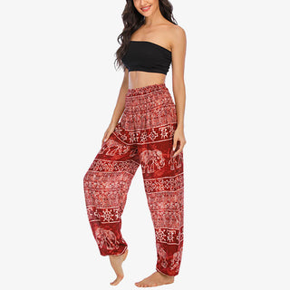 Buddha Gift Elephant Pattern Loose Casual Harem Trousers High Waist Women's Yoga Pants