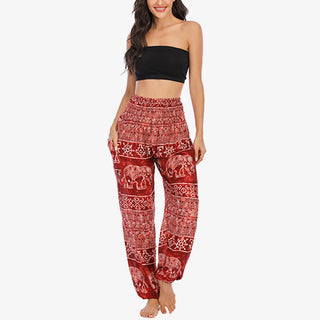 Buddha Gift Elephant Pattern Loose Casual Harem Trousers High Waist Women's Yoga Pants