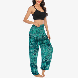 Buddha Gift Elephant Pattern Loose Casual Harem Trousers High Waist Women's Yoga Pants