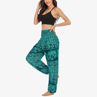 Buddha Gift Elephant Pattern Loose Casual Harem Trousers High Waist Women's Yoga Pants