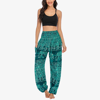 Buddha Gift Elephant Pattern Loose Casual Harem Trousers High Waist Women's Yoga Pants