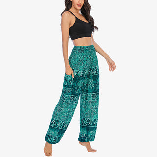 Buddha Gift Elephant Pattern Loose Casual Harem Trousers High Waist Women's Yoga Pants