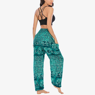 Buddha Gift Elephant Pattern Loose Casual Harem Trousers High Waist Women's Yoga Pants