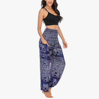 Buddha Gift Elephant Pattern Loose Casual Harem Trousers High Waist Women's Yoga Pants