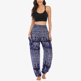 Buddha Gift Elephant Pattern Loose Casual Harem Trousers High Waist Women's Yoga Pants