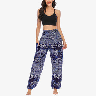 Buddha Gift Elephant Pattern Loose Casual Harem Trousers High Waist Women's Yoga Pants