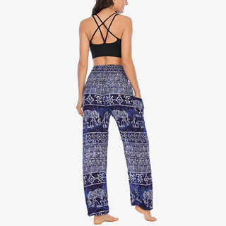 Buddha Gift Elephant Pattern Loose Casual Harem Trousers High Waist Women's Yoga Pants
