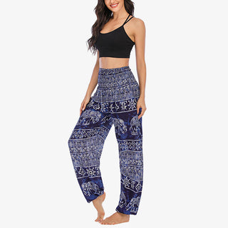 Buddha Gift Elephant Pattern Loose Casual Harem Trousers High Waist Women's Yoga Pants