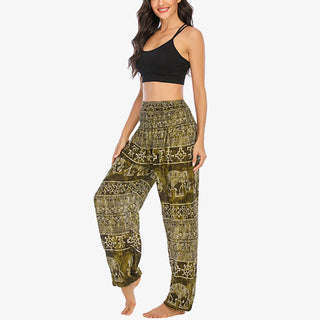 Buddha Gift Elephant Pattern Loose Casual Harem Trousers High Waist Women's Yoga Pants