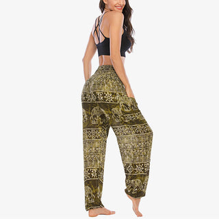 Buddha Gift Elephant Pattern Loose Casual Harem Trousers High Waist Women's Yoga Pants