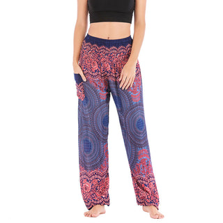 Buddha Gift Round Geometric Pattern Loose Casual Harem Trousers High Waist Women's Yoga Pants