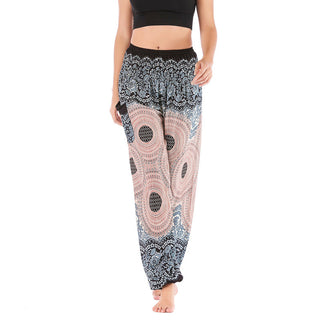 Buddha Gift Round Geometric Pattern Loose Casual Harem Trousers High Waist Women's Yoga Pants