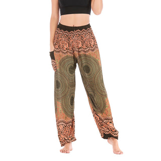 Buddha Gift Round Geometric Pattern Loose Casual Harem Trousers High Waist Women's Yoga Pants