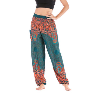 Buddha Gift Round Geometric Pattern Loose Casual Harem Trousers High Waist Women's Yoga Pants