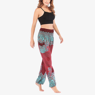 Buddha Gift Round Geometric Pattern Loose Casual Harem Trousers High Waist Women's Yoga Pants