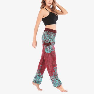 Buddha Gift Round Geometric Pattern Loose Casual Harem Trousers High Waist Women's Yoga Pants