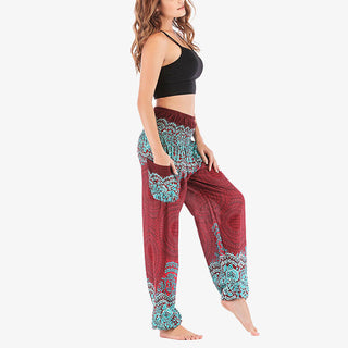Buddha Gift Round Geometric Pattern Loose Casual Harem Trousers High Waist Women's Yoga Pants