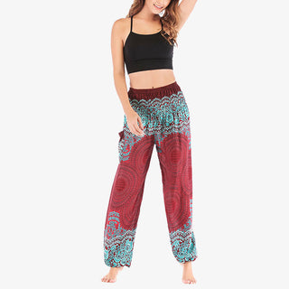Buddha Gift Round Geometric Pattern Loose Casual Harem Trousers High Waist Women's Yoga Pants