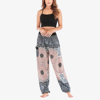 Buddha Gift Round Geometric Pattern Loose Casual Harem Trousers High Waist Women's Yoga Pants