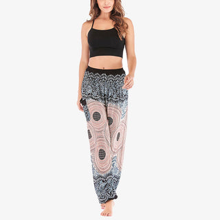 Buddha Gift Round Geometric Pattern Loose Casual Harem Trousers High Waist Women's Yoga Pants