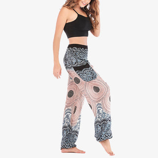 Buddha Gift Round Geometric Pattern Loose Casual Harem Trousers High Waist Women's Yoga Pants