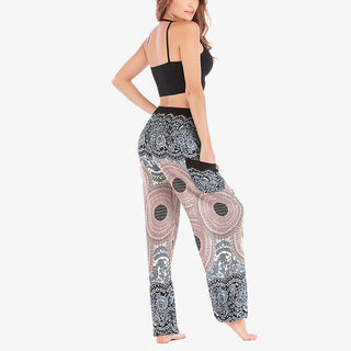 Buddha Gift Round Geometric Pattern Loose Casual Harem Trousers High Waist Women's Yoga Pants
