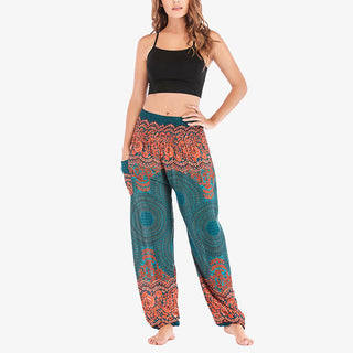 Buddha Gift Round Geometric Pattern Loose Casual Harem Trousers High Waist Women's Yoga Pants