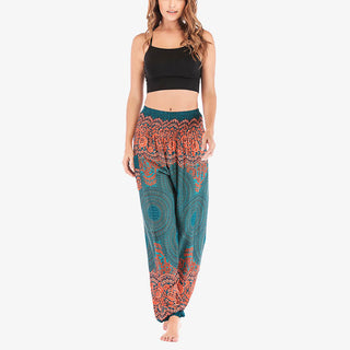 Buddha Gift Round Geometric Pattern Loose Casual Harem Trousers High Waist Women's Yoga Pants