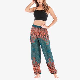 Buddha Gift Round Geometric Pattern Loose Casual Harem Trousers High Waist Women's Yoga Pants