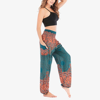 Buddha Gift Round Geometric Pattern Loose Casual Harem Trousers High Waist Women's Yoga Pants