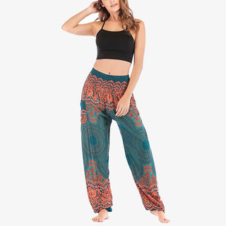 Buddha Gift Round Geometric Pattern Loose Casual Harem Trousers High Waist Women's Yoga Pants