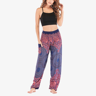Buddha Gift Round Geometric Pattern Loose Casual Harem Trousers High Waist Women's Yoga Pants