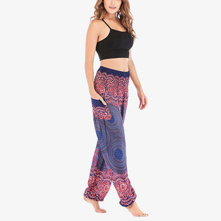Buddha Gift Round Geometric Pattern Loose Casual Harem Trousers High Waist Women's Yoga Pants