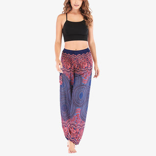 Buddha Gift Round Geometric Pattern Loose Casual Harem Trousers High Waist Women's Yoga Pants