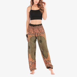 Buddha Gift Round Geometric Pattern Loose Casual Harem Trousers High Waist Women's Yoga Pants