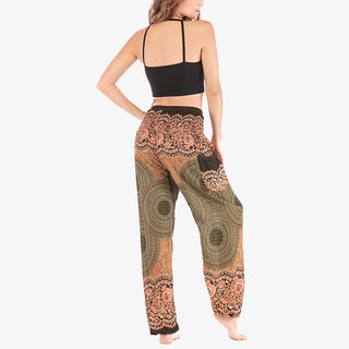 Buddha Gift Round Geometric Pattern Loose Casual Harem Trousers High Waist Women's Yoga Pants