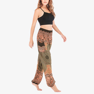 Buddha Gift Round Geometric Pattern Loose Casual Harem Trousers High Waist Women's Yoga Pants