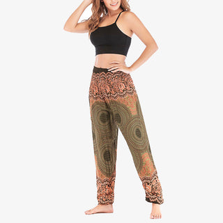 Buddha Gift Round Geometric Pattern Loose Casual Harem Trousers High Waist Women's Yoga Pants